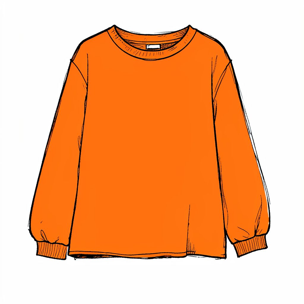Simple ink line illustration of a winter scarf and gloves in navy and orange